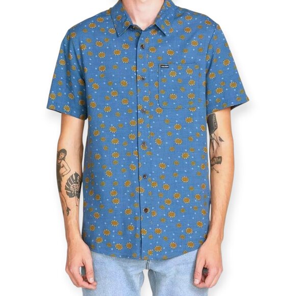 VOLCOM NWT Psych Dot Button Down Shirt Size XL Modern Fit Sunflower Cotton Blend - Picture 1 of 11